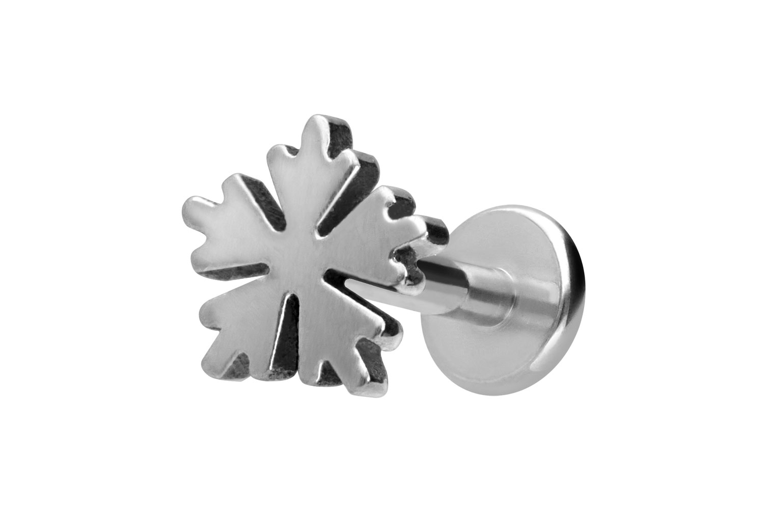Titan Labret Piercing mit Innengewinde SCHNEEFLOCKE